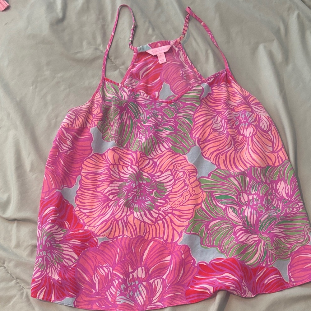 Lilly Pulitzer Pink and Green Floral Camisole